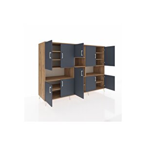 Kronos Dolap 14 Raflı 10 Kapaklı 220x59x163 Çam-antrasit/çam