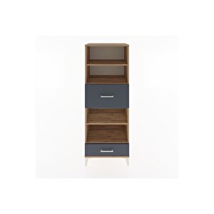 Hyperion Dolap 4 Raflı 2 Çekmeceli 60x44x163 Çam-antrasit
