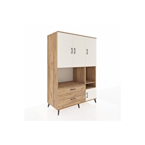 Kronos Dolap 7 Raflı 2 Çekmeceli 4 Kapaklı 132x59x195 Çam-aytaşı/çam