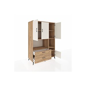Kronos Dolap 7 Raflı 2 Çekmeceli 4 Kapaklı 132x59x195 Çam-aytaşı/çam