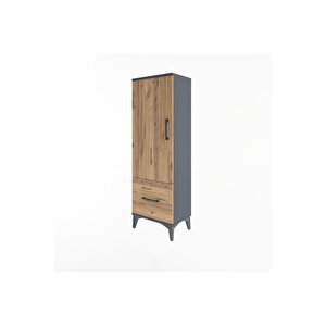 Arges Dolap Tek Raflı Tek Çekmeceli Tek Askılı 44x30x134 Antrasit-çam