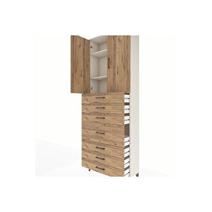 Arges Dolap 3 Raflı 7 Çekmeceli 2 Kapaklı 88x30x243 Aytaşı-çam