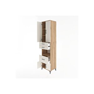 Hyperion Dolap 4 Raflı 3 Çekmeceli 4 Kapaklı 60x44x243 Çam-aytaşı