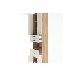 Hyperion Dolap 4 Raflı 3 Çekmeceli 4 Kapaklı 60x44x243 Çam-aytaşı