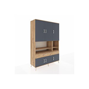 Hyperion Dolap 8 Raflı 2 Çekmeceli 6 Kapaklı 132x44x195 Çam-antrasit/çam