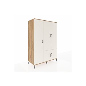 Kronos Dolap 7 Raflı 5 Kapaklı Tek Askılı 132x59x195 Çam-aytaşı/aytaşı