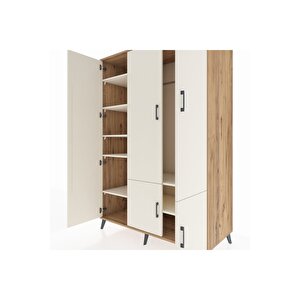 Kronos Dolap 7 Raflı 5 Kapaklı Tek Askılı 132x59x195 Çam-aytaşı/aytaşı