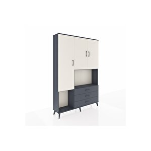 Arges Dolap 6 Raflı 3 Çekmeceli 3 Kapaklı 132x30x195 Antrasit-aytaşı/antrasit