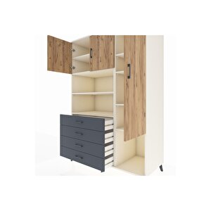 Kronos Dolap 8 Raflı 4 Çekmeceli 3 Kapaklı 132x59x195 Aytaşı-çam/antrasit