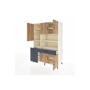 Kronos Dolap 9 Raflı 5 Çekmeceli 5 Kapaklı 132x59x195 Aytaşı-çam/antrasit