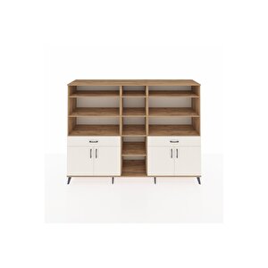 Hyperion Dolap 12 Raflı 2 Çekmeceli 4 Kapaklı 220x44x163 Çam-aytaşı