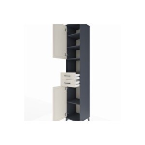 Hyperion Dolap 5 Raflı 2 Çekmeceli 2 Kapaklı 44x44x243 Antrasit-aytaşı