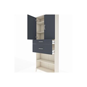 Arges Dolap 4 Raflı 2 Çekmeceli 2 Kapaklı 88x30x221 Aytaşı-antrasit