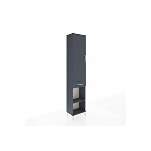 Arges Dolap 3 Raflı Tek Çekmeceli Tek Askılı 44x30x221 Antrasit-antrasit