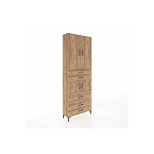 Arges Dolap 4 Raflı 5 Çekmeceli 4 Kapaklı 88x30x243 Çam-çam