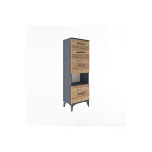 Arges Dolap Tek Raflı 4 Çekmeceli 44x30x134 Antrasit-çam