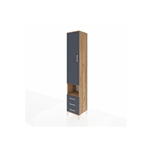 Hyperion Dolap 5 Raflı 3 Çekmeceli Tek Kapaklı 44x44x243 Çam-antrasit