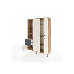 Hyperion Dolap 5 Raflı 2 Çekmeceli Tek Askılı 132x44x195 Çam-aytaşı/antrasit