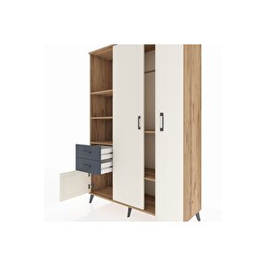 Hyperion Dolap 5 Raflı 2 Çekmeceli Tek Askılı 132x44x195 Çam-aytaşı/antrasit