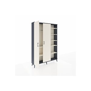 Arges Gardrop 7 Raflı 2 Kapaklı Tek Askılı 132x30x195 Antrasit-aytaşı