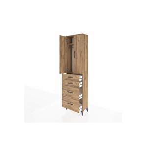 Arges Dolap 2 Raflı 4 Çekmeceli Tek Askılı 60x30x221 Çam-çam