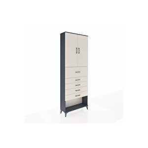 Arges Dolap 3 Raflı 5 Çekmeceli 2 Kapaklı 88x30x243 Antrasit-aytaşı