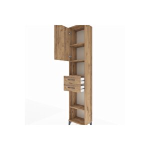 Arges Dolap 4 Raflı 2 Çekmeceli Tek Kapaklı 44x30x221 Çam-çam