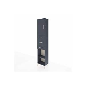 Arges Dolap 3 Raflı 3 Çekmeceli Tek Kapaklı 44x30x221 Antrasit-antrasit