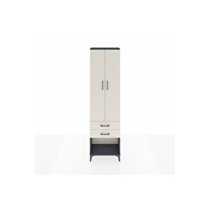 Arges Dolap 4 Raflı 2 Çekmeceli 2 Kapaklı 60x30x221 Antrasit-aytaşı