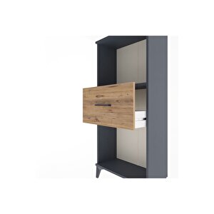 Arges Dolap Tek Raflı Tek Çekmeceli 60x30x134 Antrasit-çam