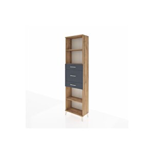 Arges Dolap 3 Raflı 3 Çekmeceli 60x30x221 Çam-antrasit