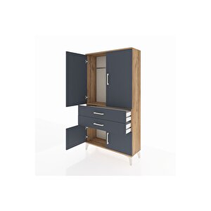 Arges Dolap Tek Raflı 2 Çekmeceli Tek Askılı 88x30x163 Çam-antrasit