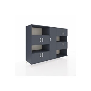 Kronos Dolap 10 Raflı 9 Kapaklı 220x59x163 Antrasit-antrasit