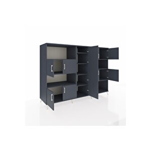 Kronos Dolap 10 Raflı 9 Kapaklı 220x59x163 Antrasit-antrasit