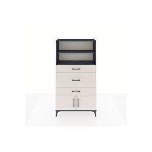 Arges Dolap 2 Raflı 3 Çekmeceli 2 Kapaklı 88x30x163 Antrasit-aytaşı