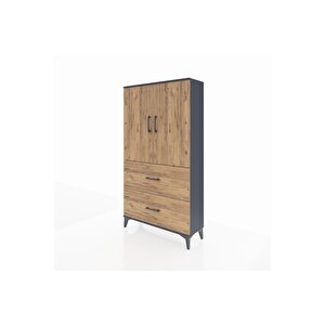Arges Dolap Tek Raflı 2 Çekmeceli Tek Askılı 88x30x163 Antrasit-çam
