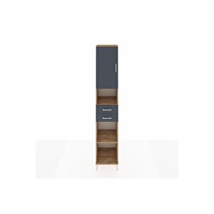 Hyperion Dolap 5 Raflı 2 Çekmeceli Tek Kapaklı 44x44x243 Çam-antrasit