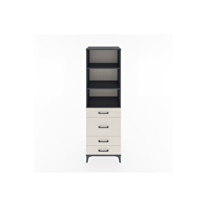 Hyperion Dolap 3 Raflı 4 Çekmeceli 60x44x195 Antrasit-aytaşı