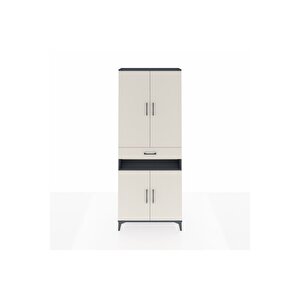 Arges Dolap 5 Raflı Tek Çekmeceli 4 Kapaklı 88x30x221 Antrasit-aytaşı