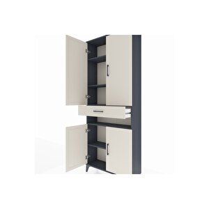 Arges Dolap 5 Raflı Tek Çekmeceli 4 Kapaklı 88x30x221 Antrasit-aytaşı