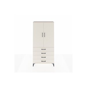 Arges Dolap Tek Raflı 4 Çekmeceli Tek Askılı 88x30x182 Aytaşı-aytaşı