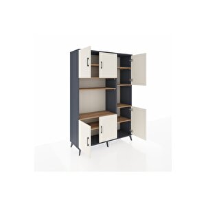 Hyperion Dolap 9 Raflı 6 Kapaklı 132x44x195 Antrasit-aytaşı/çam