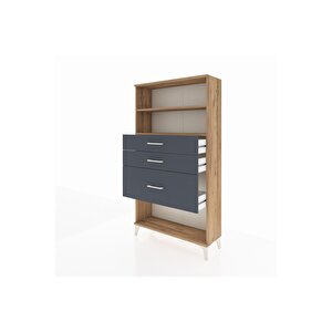 Arges Dolap 2 Raflı 3 Çekmeceli 88x30x163 Çam-antrasit