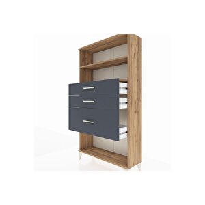 Arges Dolap 2 Raflı 3 Çekmeceli 88x30x163 Çam-antrasit