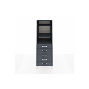 Kronos Dolap 3 Raflı 5 Çekmeceli 60x59x182 Antrasit-antrasit