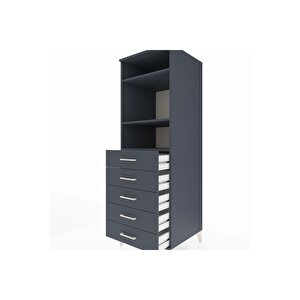 Kronos Dolap 3 Raflı 5 Çekmeceli 60x59x182 Antrasit-antrasit