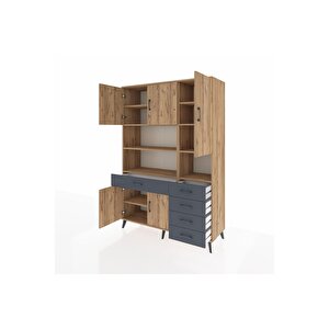 Hyperion Dolap 9 Raflı 5 Çekmeceli 5 Kapaklı 132x44x195 Çam-çam/antrasit