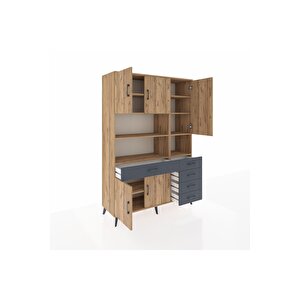Hyperion Dolap 9 Raflı 5 Çekmeceli 5 Kapaklı 132x44x195 Çam-çam/antrasit