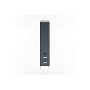 Hyperion Dolap 4 Raflı 3 Çekmeceli Tek Kapaklı 44x44x221 Aytaşı-antrasit