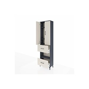 Arges Dolap 4 Raflı 2 Çekmeceli 2 Kapaklı 60x30x221 Antrasit-aytaşı